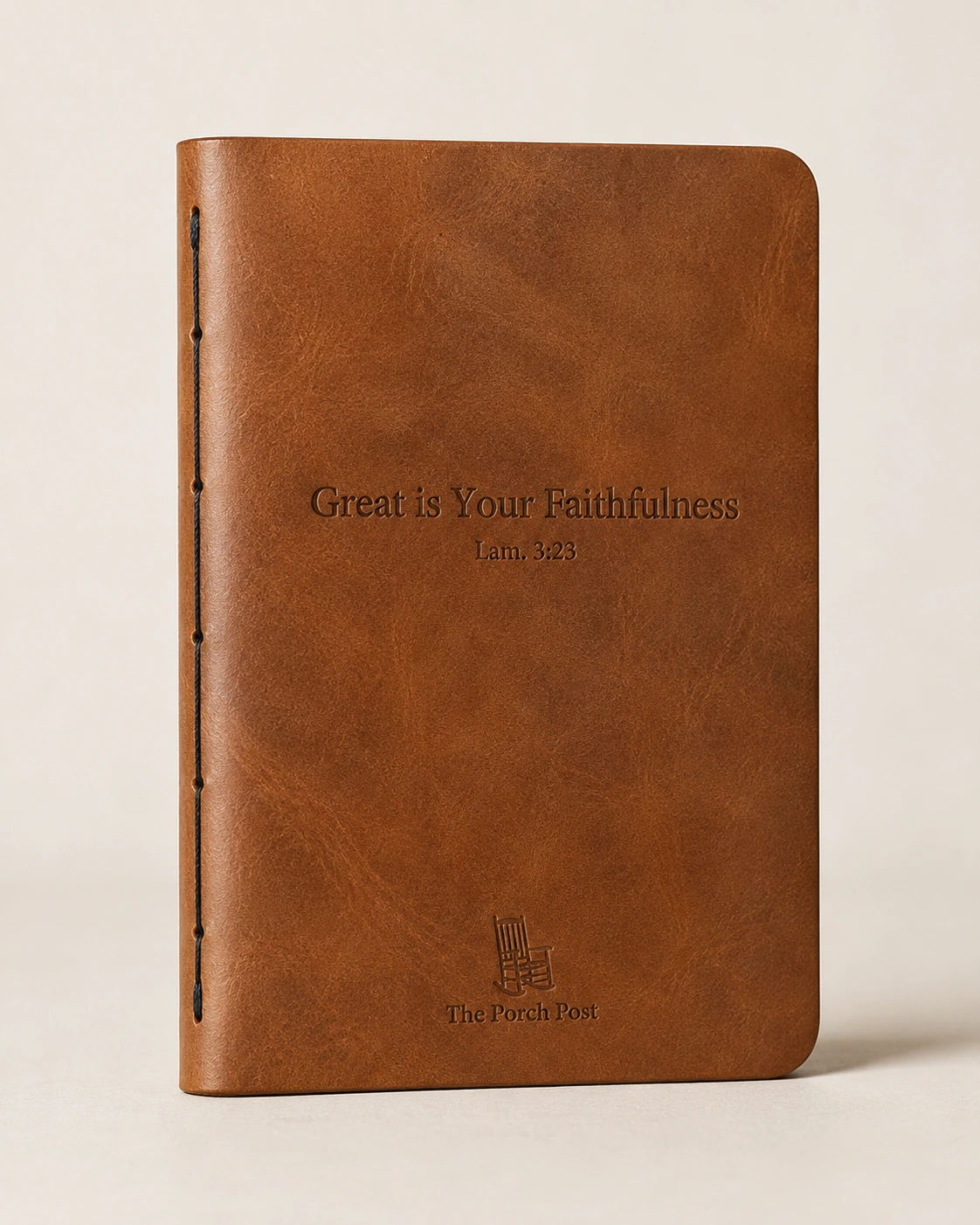 Handmade leather faithfulness journal founding gift for Porch Post